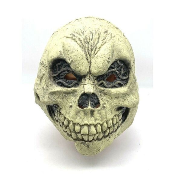 Vintage 1998 Skull Skeleton Head Halloween Mask - Picture 1 of 9